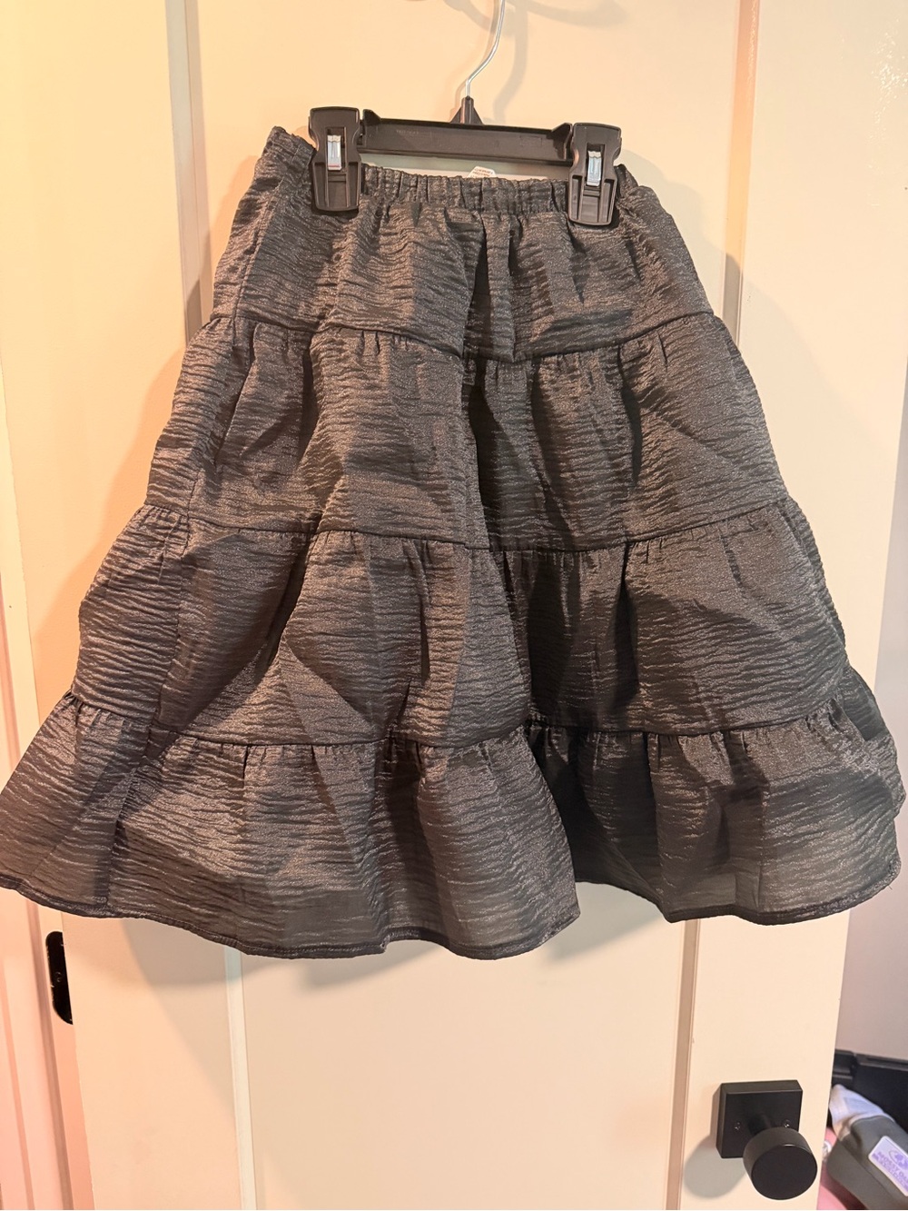 H&M Charcoal Gray Tiered Ruffle Skater Skirt